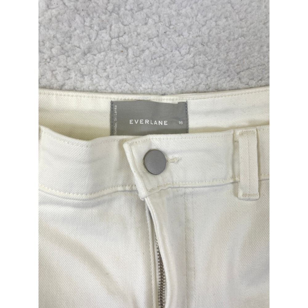 Everlane Straight Leg Crop Pants Women's Size 16 White Cotton Stretch Casual - Picture 5 of 9